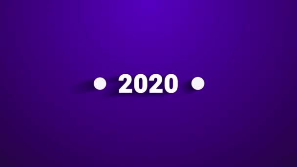 2021 animáció lila háttérrel és fehér szöveggel, 2020-2021 átmenet animáció, 2021 új év animáció — Stock videók