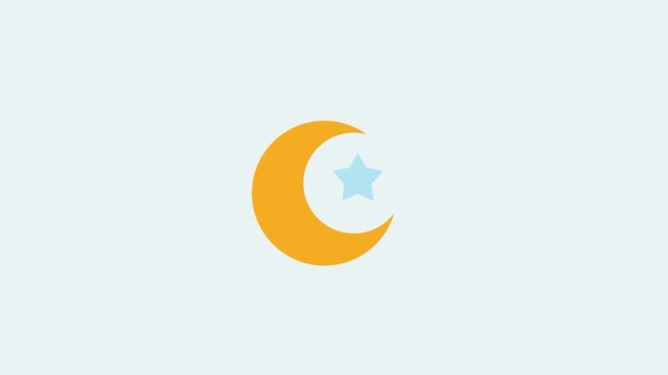 Mond mit einem Stern, Stern, der sich mit dem Mond dreht, Klarer Himmel in der Nacht — Stockvideo