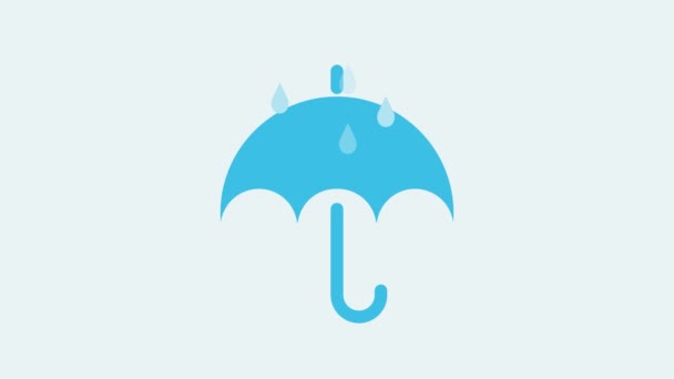 Rain dropping into an umbrella, rain dropping animation, water dripping on top of an umbrella — Stock Video