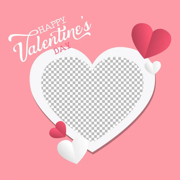 Valentine Day Card Pink Background Love Image Placeholder Happy Valentine — Stock Vector