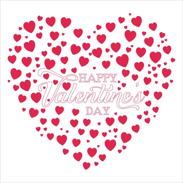 Valentine Day Card Design Red Dark Heart Red Heart White — Stock Vector