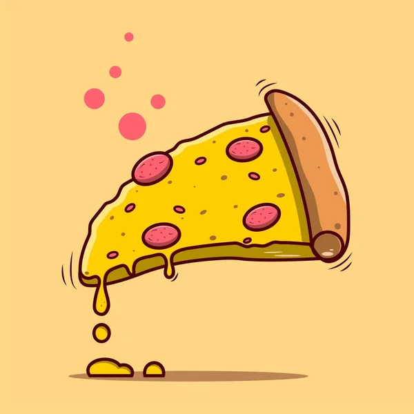 Fetta Pizza Illustrazione Arte Piatta Fetta Pizza Con Formaggio Peperoni — Vettoriale Stock