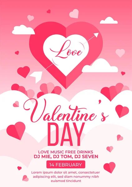 День Святого Валентина Плакат Шаблон Вечеринки Дизайн День Святого Валентина — стоковый вектор