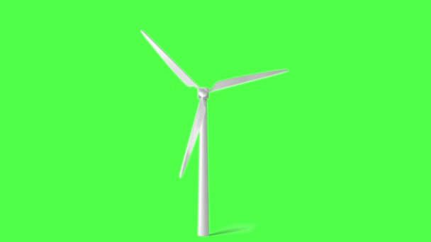 Turbiny wiatrowe z zielonym tle ekranu, energia wiatraków z zielonym ekranem Energia wiatraków Eolic, animacja 3D rotacji elektrowni wiatrowych. Materiał z zielonego ekranu — Wideo stockowe