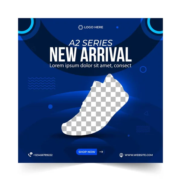 シューズ広告バナーデザイン ブルーグラデーションカラー 特別販売は デジタルマーケティングのためのソーシャルメディアポストデザインを提供しています 編集可能な靴ソーシャルメディアバナー ウェブ広告バナーテンプレート — ストックベクタ