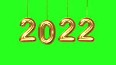 2022 Yeni Yıl, Güzel 2022 Yeni Yıl Numarası Yeşil Ekran Arkaplanı Süslemeleri - 2022 Yeni Yıl Yeşil Ekran Krom Anahtar Arkaplan Kutlaması, Yeşil Ekran Altın 2022