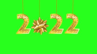 2022 Yeni Yıl, Güzel 2022 Yeni Yıl Numarası Yeşil Ekran Arkaplanı Süslemeleri - 2022 Yeni Yıl Yeşil Ekran Krom Anahtar Arkaplan Kutlaması, Yeşil Ekran Altın 2022