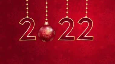 2022 Mutlu Yıllar 4K animasyonu kırmızı zemin - 2022 Yeni Yıl Sayıları asılı ve salınıyor - 2022 Yeni Yıl Kutlaması