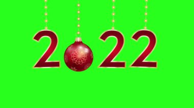 2022 Mutlu Yeni Yıl Animasyonu Yeşil özgeçmişe sahip - 2022 Yeni Yıl Sayıları asılı ve salınıyor - 2022 Yeni Yıl Kutlaması