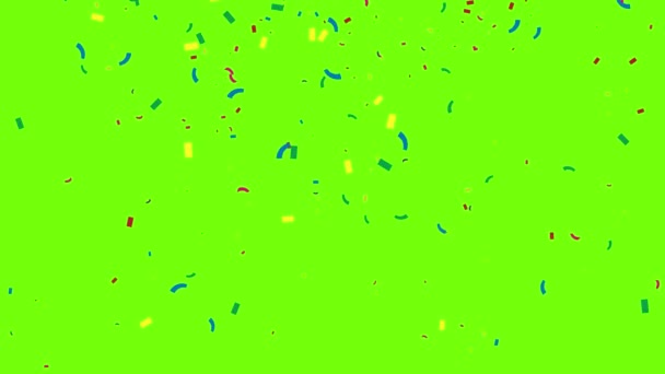 Πολύχρωμο animation των κομφετί που πέφτουν στην πράσινη οθόνη, ώστε να μπορείτε εύκολα να το βάλετε στη σκηνή ή το βίντεο σας. Γιορτάστε τις γιορτές με αυτό.. — Αρχείο Βίντεο