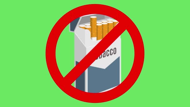 Jangan merokok tanda animasi, jangan merokok jangan merokok jangan merokok tanda dekat, tidak ada tembakau — Stok Video