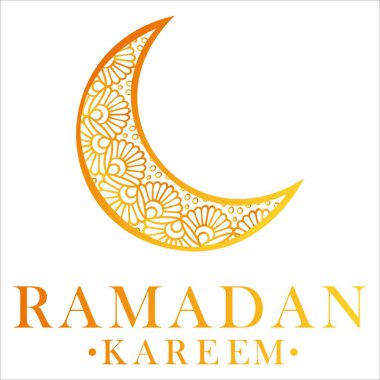 Ramazan Kareem kapağı, Ramazan Mübarek arkaplanı, şablon tasarım unsuru, Vektör illüstrasyonu, Ramazan Kareem teması. Üzerinde ay ve yazı olan vektör kartı. El çizimi hilal şeklinde..