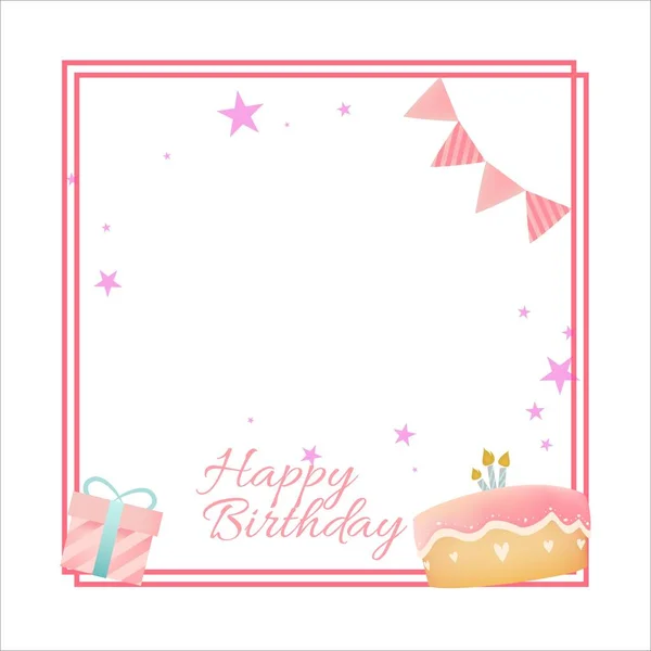 Happy Birthday Pink Frame Happiness Happy Birthday Text Effect Birthday — 스톡 벡터