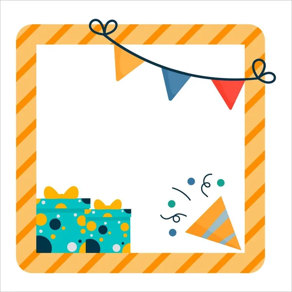 Vector Illustration White Background Party Frame Birthday Gifts Party Elements — 스톡 벡터