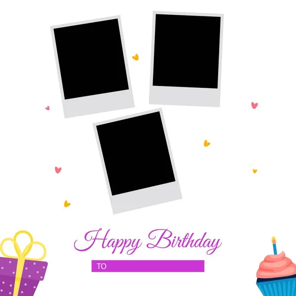 Happy Birthday Photo Frame Vector Illustration White Background Happy Birthday — Stockový vektor
