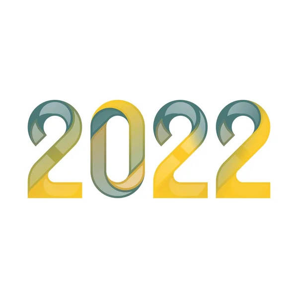 2022 Happy New Year Celebration Stylish Yellow Green Text Effect — Stock Vector