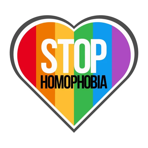 Stop Homofobie Beweging Met Lgbt Vlag Liefde Vorm Vector Illustratie — Stockvector