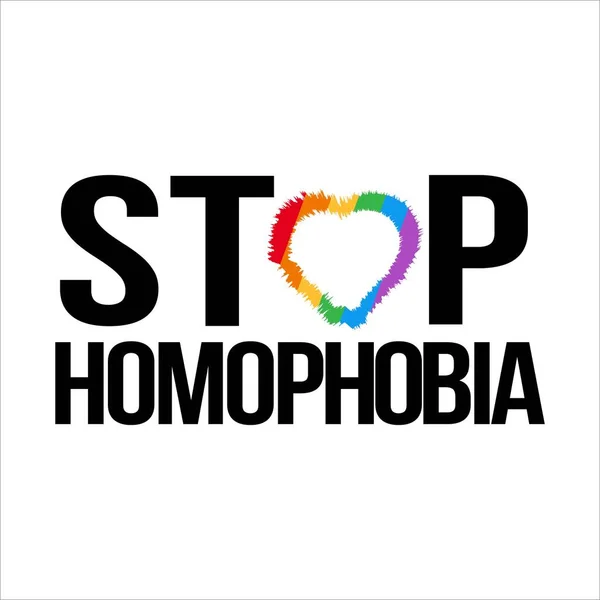 Stoppt Homophobie Bewegung Mit Lgbt Flaggenvektorillustration Und Texteffekt Stoppt Homophobie — Stockvektor