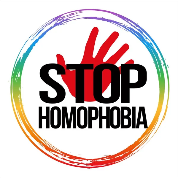 Stop Homofobia Black Text Effect Lgbt Flag Brush Stroke Vector — Vector de stock