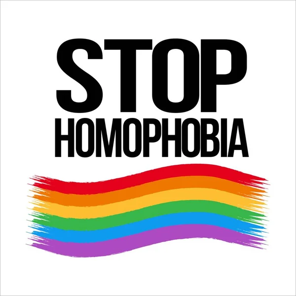 Stop Homofobia Black Text Effect Lgbt Flag Vector Illustration Stop — Vector de stock