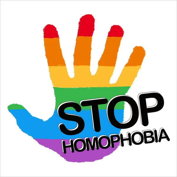 Stop Homofobia Elegante Efecto Texto Colorido Con Bandera Lgbt Dentro — Vector de stock