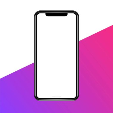 Renkli arka planda beyaz ekranlı cep telefonu mozaik vektör çizimi, reklam amaçlı beyaz ekranlı cep telefonu vektörü, mobil reklam modeli.