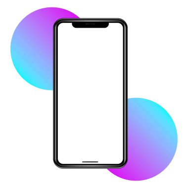 Yuvarlak renkli arkaplan üzerinde beyaz ekranlı Mobil Mobil Model Model Modellemesi, reklam amaçlı beyaz ekranlı cep telefonu vektörü, Mobil reklam modeliName.