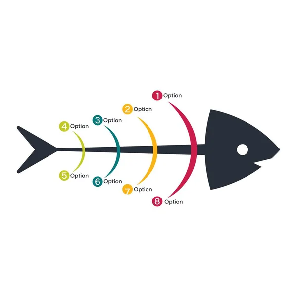 Poisson Infographie Conception Avec Fente Option Colorée Poisson Multicolore Infographie — Image vectorielle