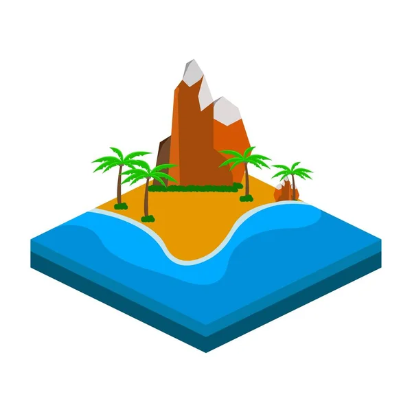 Tepe Ağaç Kavramlı Kumlu Plaj Vektör Tasarımı Şekilli Kumsal Vektörü — Stok Vektör