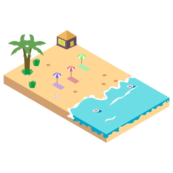 Sandy Beach Concept Vector Illustrazione Vettore Spiaggia Sabbiosa Con Concetto — Vettoriale Stock