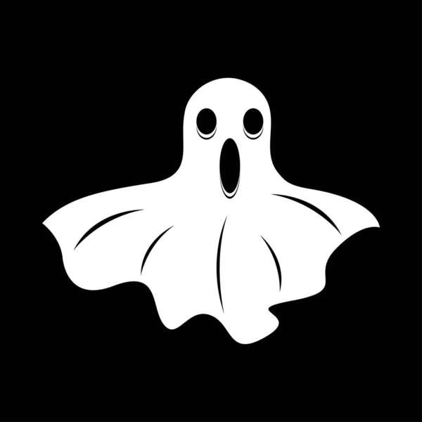 Diseño Fantasma Blanco Halloween Sobre Fondo Negro Fantasma Con Diseño — Vector de stock