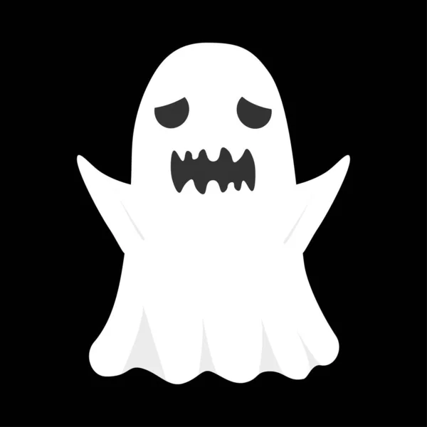 Halloween Assustador Pequeno Projeto Fantasma Branco Fundo Preto Fantasma Com — Vetor de Stock