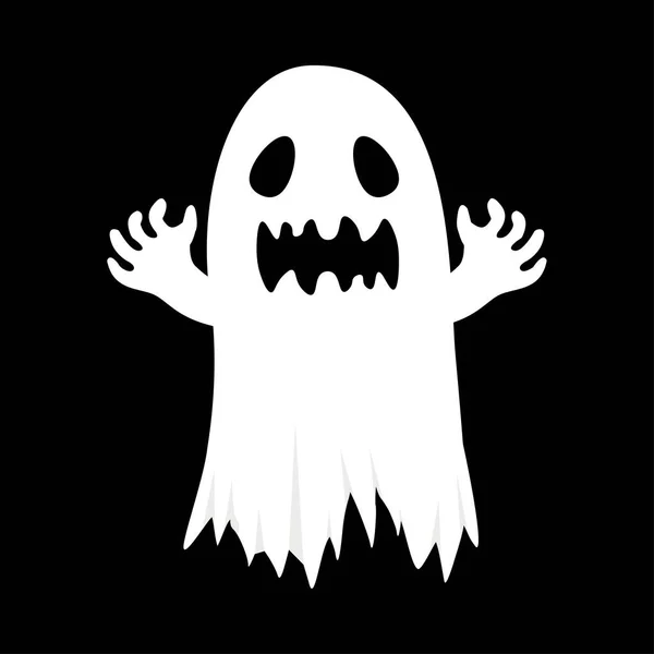 Halloween Assustador Design Fantasma Branco Fundo Preto Fantasma Com Design — Vetor de Stock