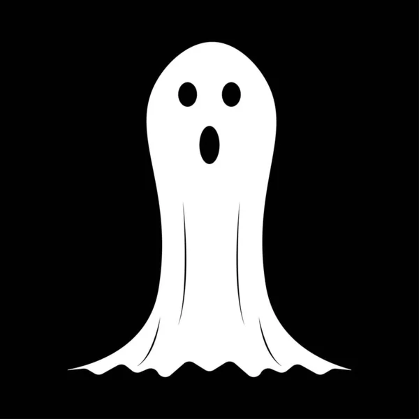 Halloween Design Fantasma Branco Fundo Preto Fantasma Com Design Forma — Vetor de Stock