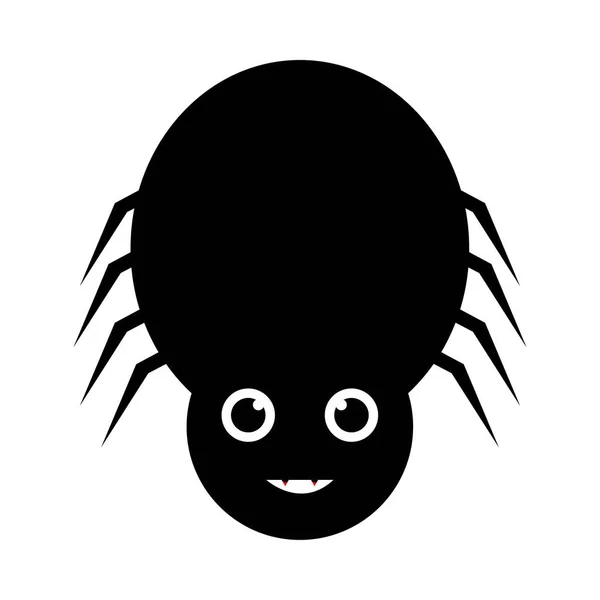 Halloween Black Spider Vector Scary Face Halloween Illustration Design Black — Stock Vector