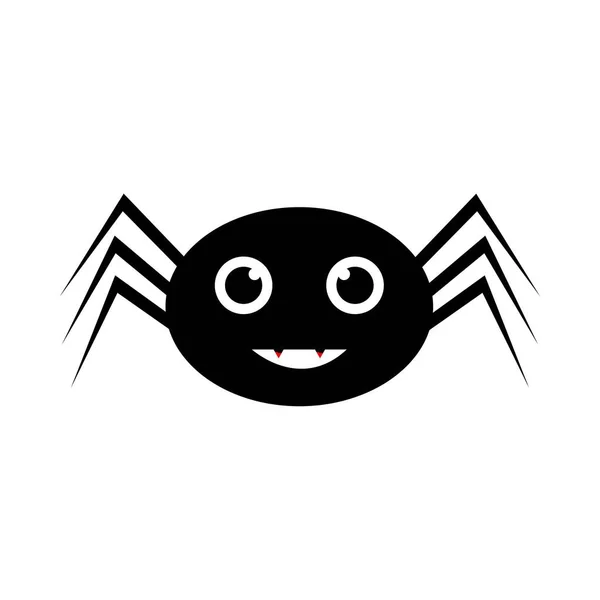 Halloween Cute Black Spider Vector Smiling Face Halloween Illustration Design — Stock Vector