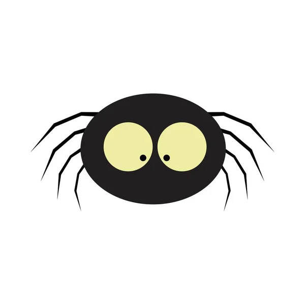 万圣节黑色蜘蛛矢量与可爱的脸 万圣节插图设计与可爱的黑色蜘蛛与黄色眼睛矢量 古旧可怕的蜘蛛设计 — 图库矢量图片