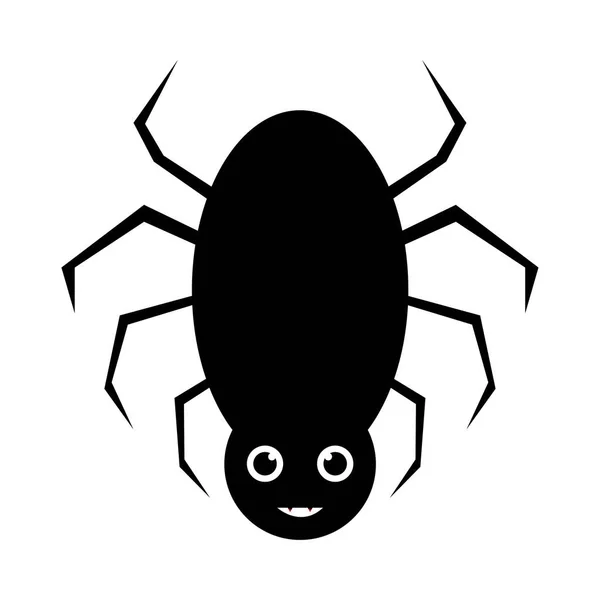 Halloween Scary Black Spider Vector Smiling Face Halloween Illustration Design — Stock Vector