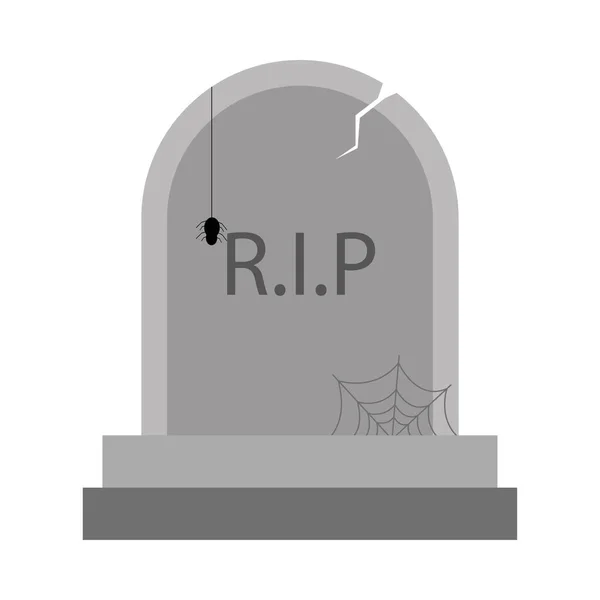 Halloween Scary Tombstone Vector Spider Halloween Illustration Design Stone Tomb — Vettoriale Stock