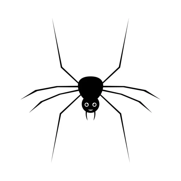 Halloween Scary Black Spider Long Legs Vector Scary Face Halloween — Stok Vektör