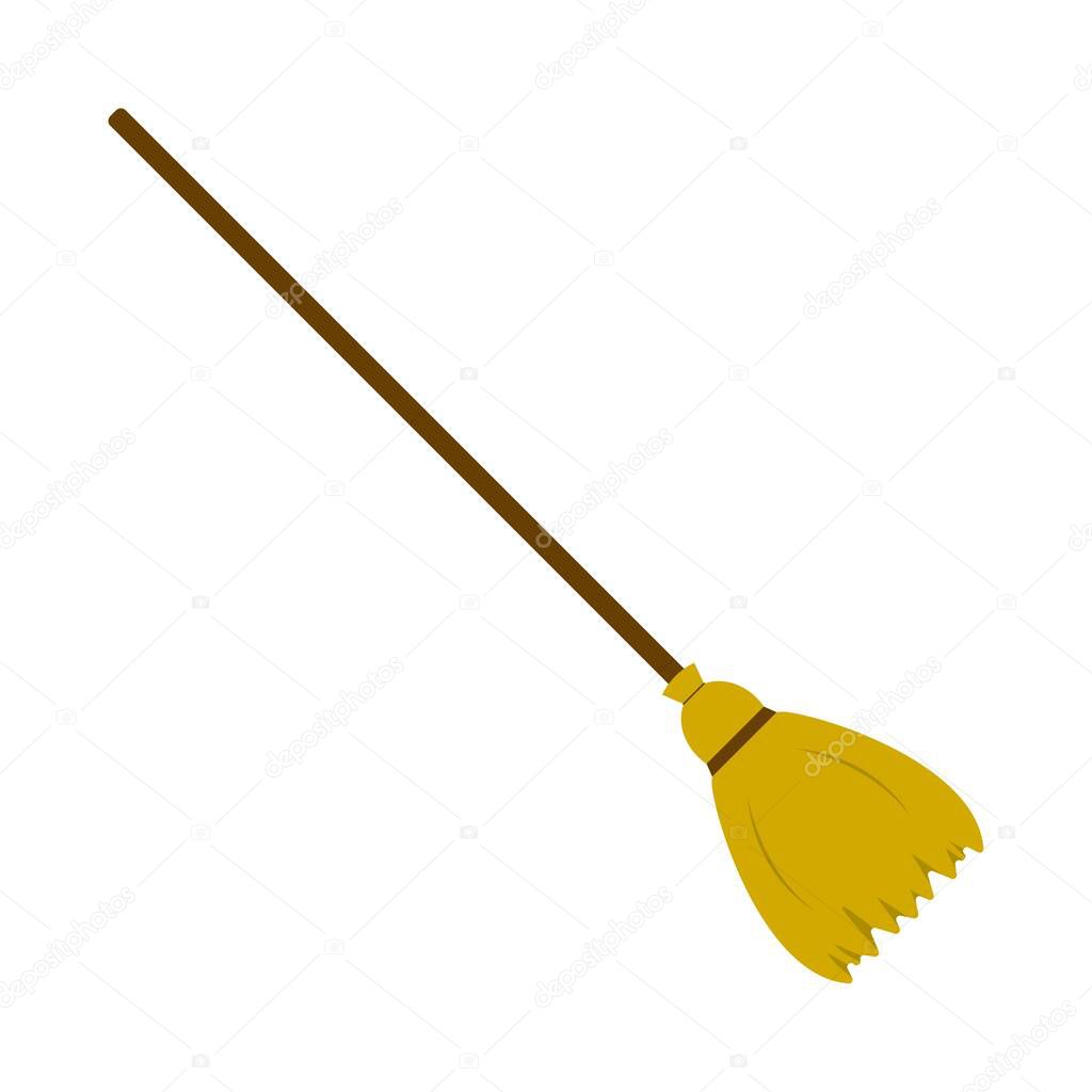 Halloween broomstick design vector illustration. Witch broom design with yellow and wood color shade. Halloween party elements design with a broomstick.