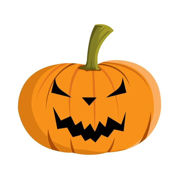 Halloween Kürbis Mit Einem Gruseligen Teufelsgesicht Auf Weißem Hintergrund Kürbisvektorillustration — Stockvektor