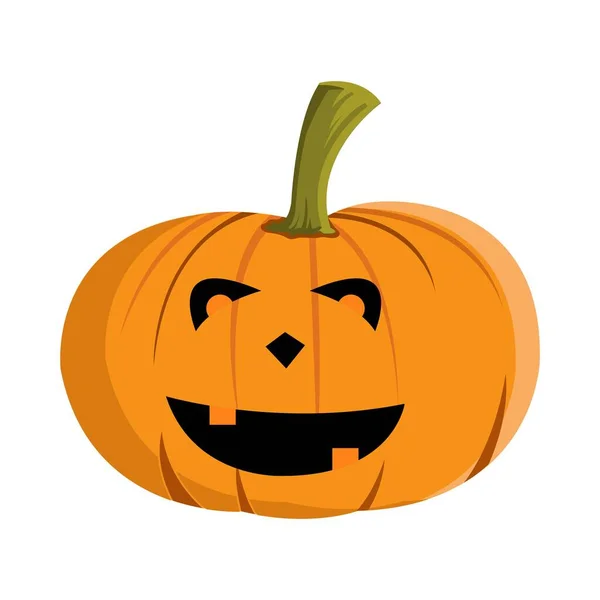 Halloween Kürbis Laterne Design Mit Einem Süßen Lächelnden Gesicht Auf — Stockvektor