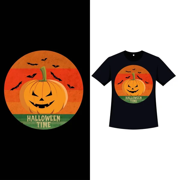 Shirt Couleur Rétro Design Élégant Halloween Avec Une Lanterne Citrouille — Image vectorielle