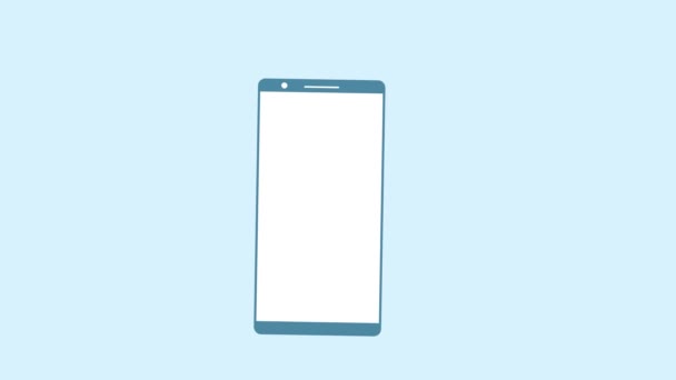 Smartphone Λευκή Οθόνη Απομονωμένη Μπλε Φόντο Animation Mockup Κινητού Τηλεφώνου — Αρχείο Βίντεο