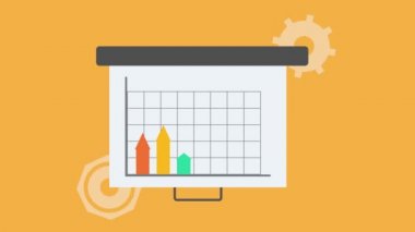 Animasyon verileri, bilgi grafikleri görselleştirmeleri ve işin bilgilerini gösteriyor. Hareket bilgisinin 4K video animasyonu. Hareket bilgisi ya da sunumlar. Renkli bilgi grafikleri arayüzü.