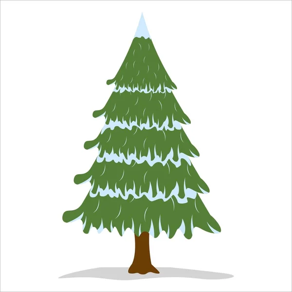 Merry Christmas Happy New Year Tree Design Snow Christmas Tree — Stock Vector