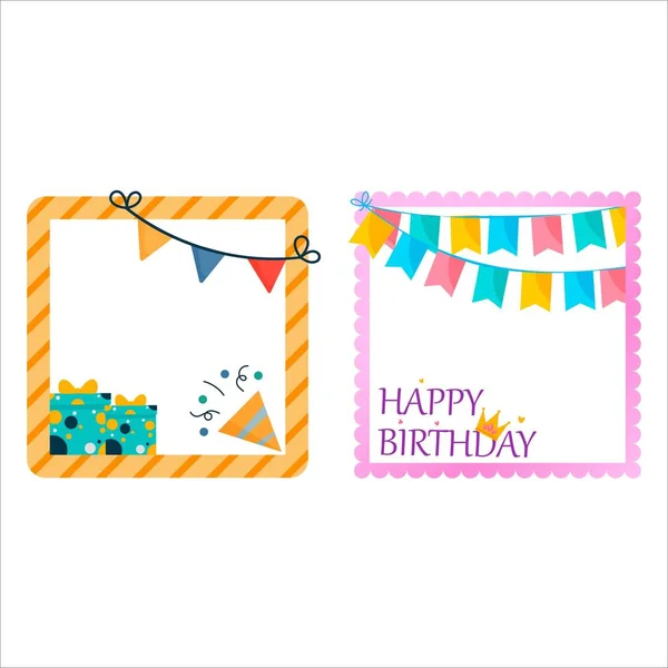 Šťastný Design Narozeninového Rámu Kaligrafií Bannerem Happy Birthday Photo Frame — Stockový vektor