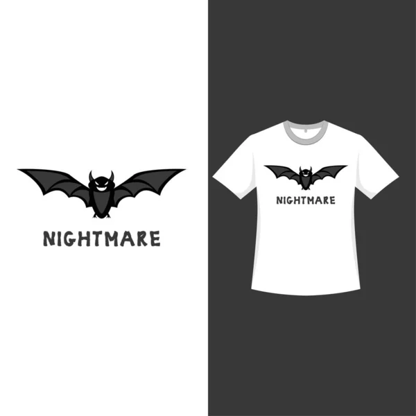 Απόκριες Τρομακτικό Σχεδιασμό Shirt Μια Σιλουέτα Νυχτερίδα Και Καλλιγραφία Σχεδιασμό — Διανυσματικό Αρχείο