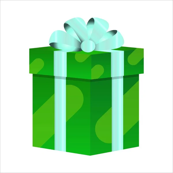 Weihnachtsgeschenk Vektor Design Auf Weißem Hintergrund Runde Geschenkschachtel Mit Grünem — Stockvektor